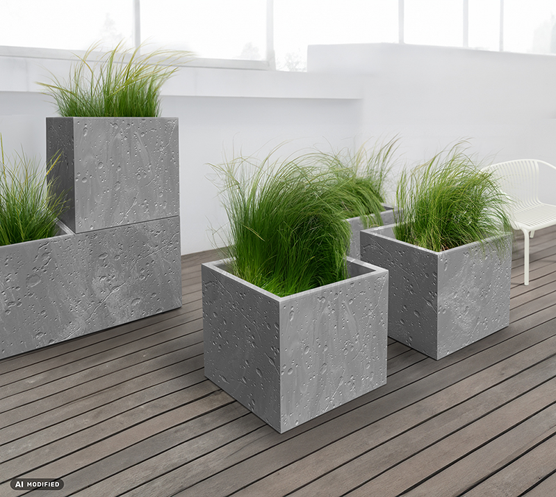 Sierra Square Beton Effect virágcserép